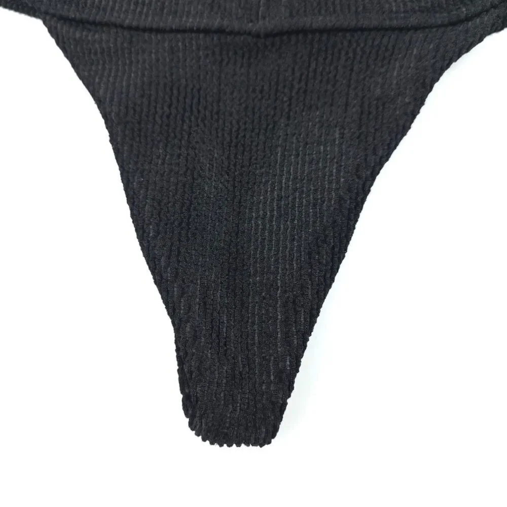 NEW Frankies Bikinis Ribbed Knit Bikini Bottom 90s Y2k Minimal Clean Girl Resort